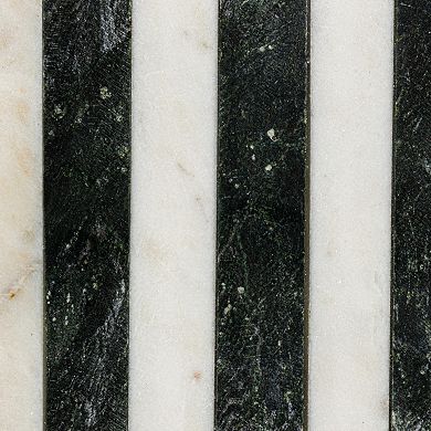 Hello Honey Marble Cheese and Cutting Board with Stripes, Black and White