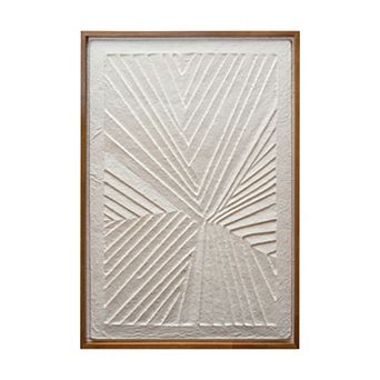 Hello Honey Oak Wood Framed Embossed Handmade Paper Wall Decor, Natural and Cream