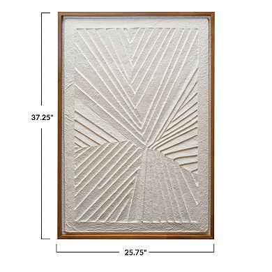 Hello Honey Oak Wood Framed Embossed Handmade Paper Wall Decor, Natural and Cream