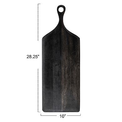 Hello Honey Tall Acacia Wood Cheese and Cutting Board with Round Opening on Handle, Black