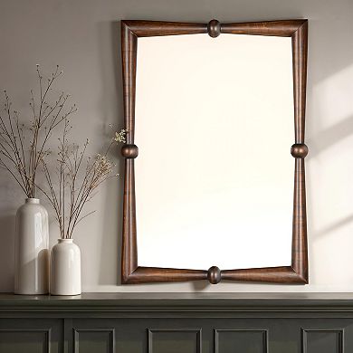 Hello Honey Modern Walnut Finish Mango Wood Wall Mirror