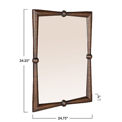 Hello Honey Modern Walnut Finish Mango Wood Wall Mirror