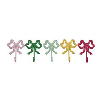 Hello Honey 5 pc Metal Bow Shaped Wall Hook, Multicolor