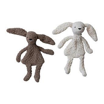 Hello Honey 2 pc Knit Fabric Chenille Bunny Toy, Multicolor