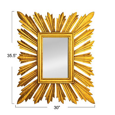 Hello Honey Sunburst Rectangular Wall Mirror, Gold