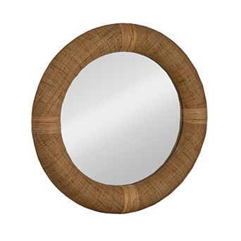 Hello Honey Handwoven Rattan Cane Round Wall Mirror, Natural
