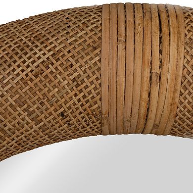 Hello Honey Handwoven Rattan Cane Round Wall Mirror, Natural
