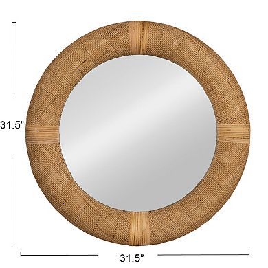 Hello Honey Handwoven Rattan Cane Round Wall Mirror, Natural