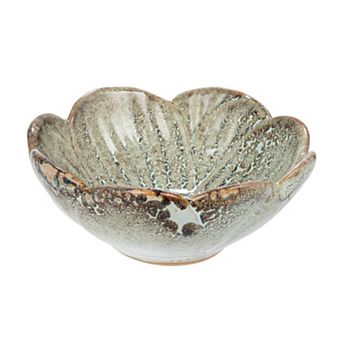 Hello Honey Stoneware Flower Bowl with Reactive Glaze, Blue
