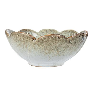 Hello Honey Stoneware Flower Bowl with Reactive Glaze, Blue
