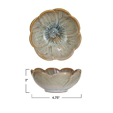 Hello Honey Stoneware Flower Bowl with Reactive Glaze, Blue