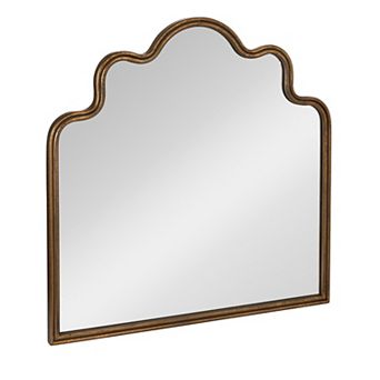 Hello Honey Wavy Scalloped Arched Metal Framed Wall Mirror, Gold