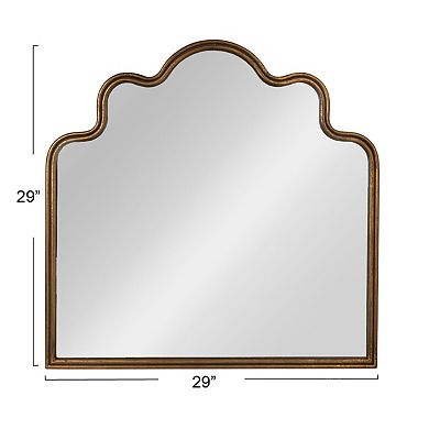 Hello Honey Wavy Scalloped Arched Metal Framed Wall Mirror, Gold