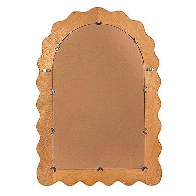 Hello Honey Arched Wall Mirror with Scalloped Woven Rattan Frame