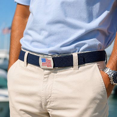CTM Cotton Adjustable Belt with U.S.A. Flag Buckle