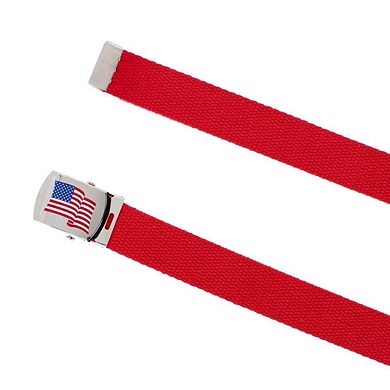 CTM Cotton Adjustable Belt with U.S.A. Flag Buckle