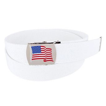 CTM Cotton Adjustable Belt with U.S.A. Flag Buckle