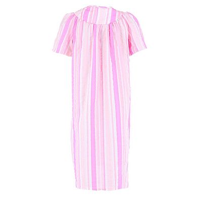 Elegant Emily Women's Woven Plisse Striped Duster Down