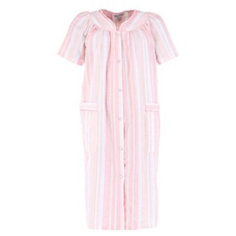 Elegant Emily Women's Woven Plisse Striped Duster Down