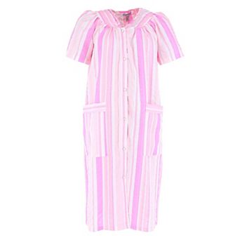 Elegant Emily Women's Woven Plisse Striped Duster Down