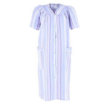 Elegant Emily Women's Woven Plisse Striped Duster Down