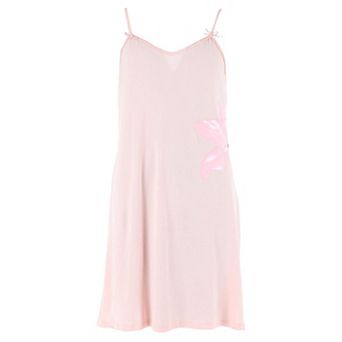 CTM Women's Hibiscus Chemise Nightgown with Lace Edge