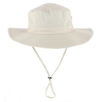 CTM Men's Cotton Safari Bucket Hat with Chin Cord