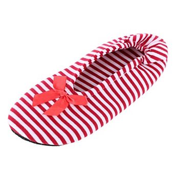 CTM Women's Striped Ballerina Slipper House Shoe by Wootie