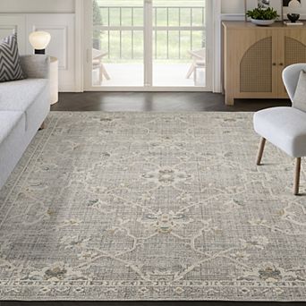 Abani Rugs NRA120A Traditional Floral Lattice Slate Grey Area Rug