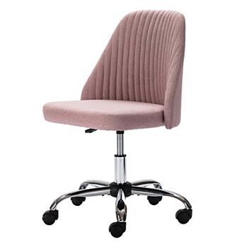 Deluxe Armless Office Chair Pink Swivel Vanity Height Adjustable