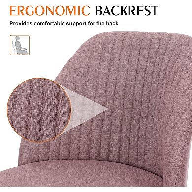 Deluxe Armless Office Chair Pink Swivel Vanity Height Adjustable