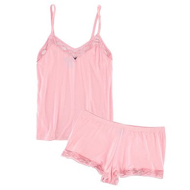 Rachel Roy Women's Laced Embriodery Cami Short Pajama Set