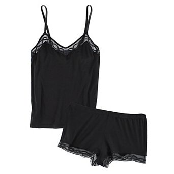 Rachel Roy Women's Laced Embriodery Cami Short Pajama Set