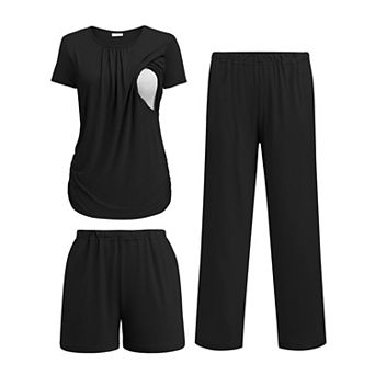 Ekouaer Breastfeeding Pajamas Maternity Sleepwear Post Partum Lounge Sets Nursing Shirts
