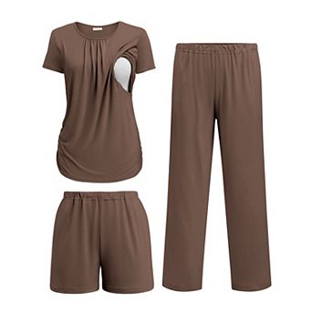 Ekouaer Breastfeeding Pajamas Maternity Sleepwear Post Partum Lounge Sets Nursing Shirts
