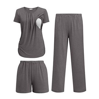 Ekouaer Breastfeeding Pajamas Maternity Sleepwear Post Partum Lounge Sets Nursing Shirts