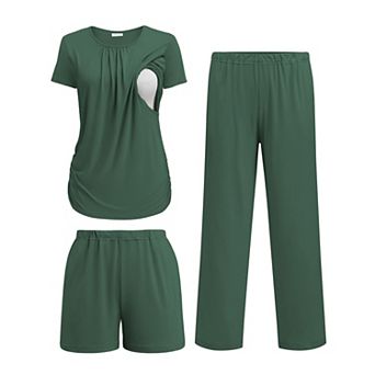 Ekouaer Breastfeeding Pajamas Maternity Sleepwear Post Partum Lounge Sets Nursing Shirts