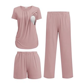 Ekouaer Breastfeeding Pajamas Maternity Sleepwear Post Partum Lounge Sets Nursing Shirts