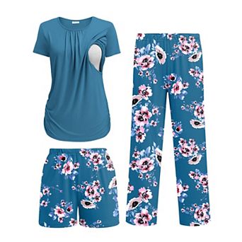 Ekouaer Breastfeeding Pajamas Maternity Sleepwear Post Partum Lounge Sets Nursing Shirts