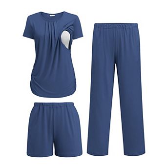 Ekouaer Breastfeeding Pajamas Maternity Sleepwear Post Partum Lounge Sets Nursing Shirts