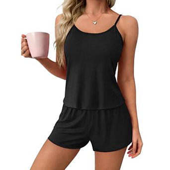 Ekouaer Womens Cami Pajama Set Piece PJS Criss Cross Back Tank and Shorts