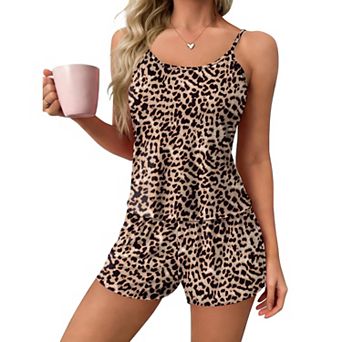 Ekouaer Womens Cami Pajama Set Piece PJS Criss Cross Back Tank and Shorts