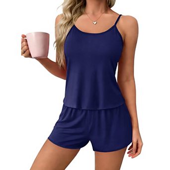 Ekouaer Womens Cami Pajama Set Piece PJS Criss Cross Back Tank and Shorts