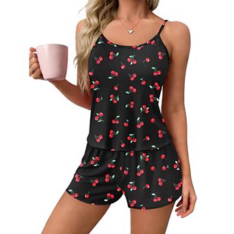 Ekouaer Womens Cami Pajama Set Piece PJS Criss Cross Back Tank and Shorts