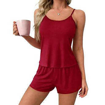 Ekouaer Womens Cami Pajama Set Piece PJS Criss Cross Back Tank and Shorts