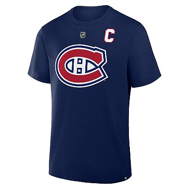 Men's Fanatics Nick Suzuki Navy Montreal Canadiens Authentic Stack Name & Number T-Shirt