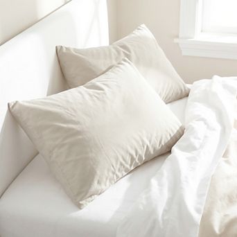 American Soft Linen Natural Washed Cotton Percale Pillowcase Set