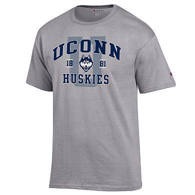 Men's Champion Heather Gray UConn Huskies Varsity T-Shirt