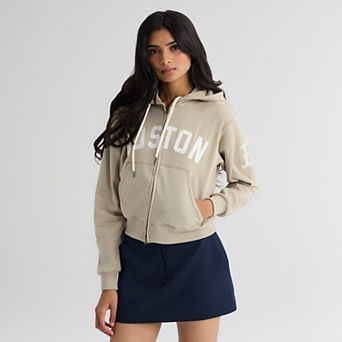 Women's Fanatics Sepia Tint Boston Red Sox Iconic Terry Full-Zip Hoodie