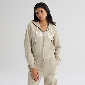 Women's Fanatics Sepia Tint New York Yankees Iconic Terry Full-Zip Hoodie
